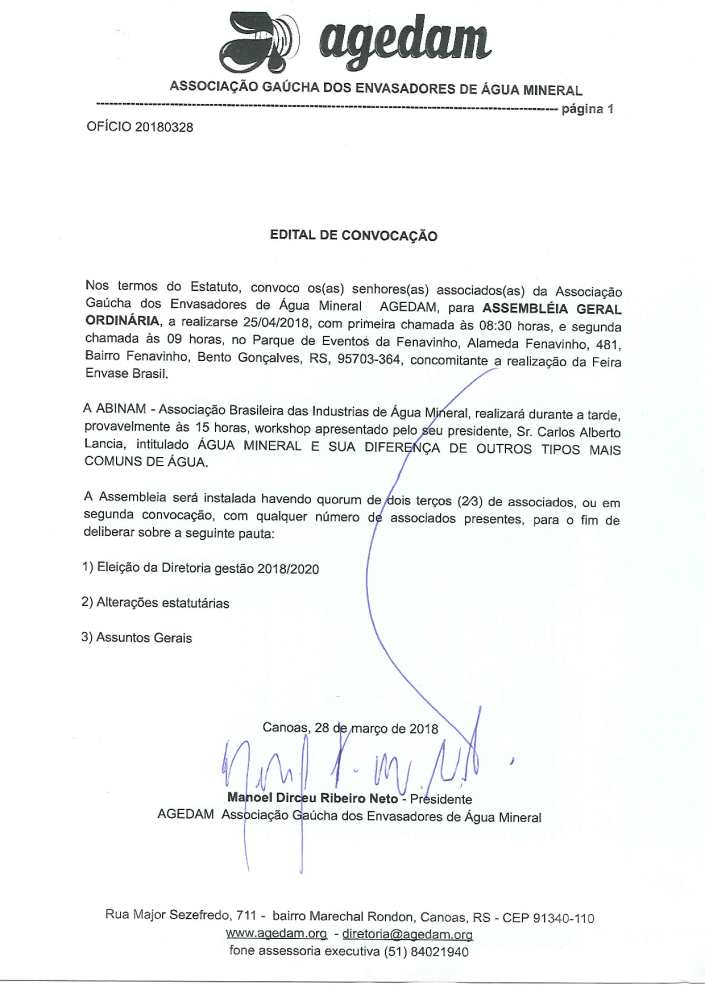 edital convocação assembleia geral ordinária AGEDAM